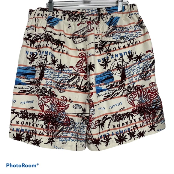 Caribbean Joe Swim Shorts Drawstring Tropical Sz M - Picture 4 of 13